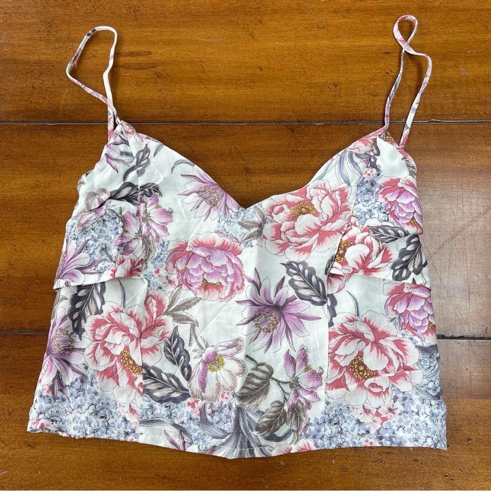 Three Days floral tie back cropped tank top